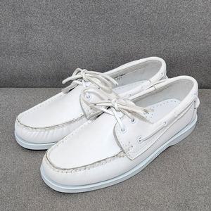 Mocassins en cuir blancs à lacets de haute qualité, confortables pour hommes, style bateau, décontractés et professionnels, avec semelle en caoutchouc - Product Image 3