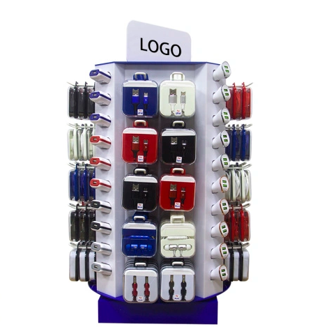 Apache Floor Display Rack for Mobile Phone Charger Usb Cable Wire Earphone Aux Cable Rotatable Cell Phone Accessories Display — view 5