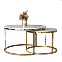 Ins nórdicos minimalismo moderno redondo de vidrio mármol oro patas de metal de Acero Inoxidable base de juegos de mesa de café de