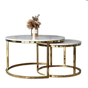 Ins скандинавский минимализм современный круглый стеклянный верх мраморный верх золотые металлические ножки из нержавеющей стали базовый кофейный столик наборы
