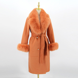 QIUCHEN QC22018 Nuovo Cappotto Lungo in Cashmere da <span class=keywords><strong>Donna</strong></span> Autunno Inverno 2022, Casual e Lussuoso, con Colletto in Vera Pelliccia di Volpe - Product Image 1