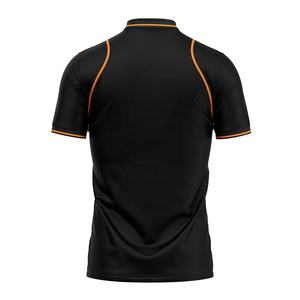 Kaos Polo Golf Pria, Hitam dengan Lis Oranye, Bernapas dan Cepat Kering, Kaos Polo Lengan Pendek, Pakaian Olahraga Ringan. - Product Image 2