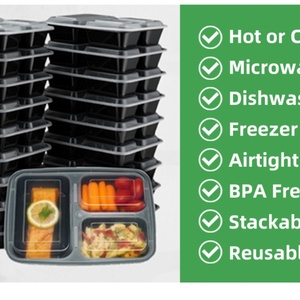 กล่องใส่อาหารแบบ 3 ช่อง ผลิตจากพลาสติก PP ขึ้นรูปด้วยวิธีฉีดขึ้นรูป ใช้กับไมโครเวฟได้ ซ้อนกันได้ - Product Image 6