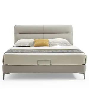 Design semplice moderna camera da letto mobili forti e durevoli letti su misura tessuto letto imbottito