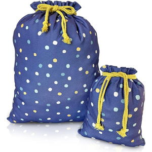Sacchetto Personalizzato di Alta Qualità con Scritta '<span class=keywords><strong>È</strong></span> il Mio Compleanno', Borsa in Tela con Coulisse Blu a Pois per Regali di Compleanno e Viaggi - Product Image 1