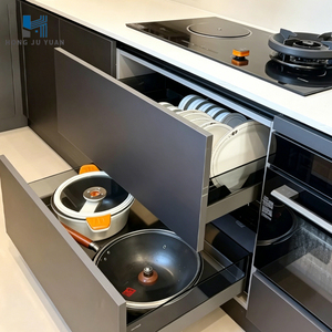 Panier coulissant pour armoire de cuisine, organisateur de rangement multi-niveaux avec séparateur à couverts, support pour vaisselle et porte-épices - Product Image 4