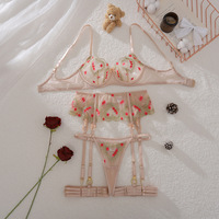 Nouvelle lingerie sexy pour femmes, ensemble soutien-gorge et culotte en dentelle, lingerie sexy pour adultes, lingerie intime pour femmes, couleur abricot rose, 1667