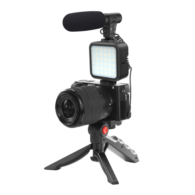 Vlogging Kit for Youtube TikTok Vlogger Tripod Smartphone with Mic Live Stream LED Light Vlog Set