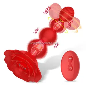 BlueRabbit 새로운 장미 장난감 도매 꽃 엉덩이 플러그 항문 구슬 섹스 토이 10 진동 원격 제어 G 스팟 성적 진동기