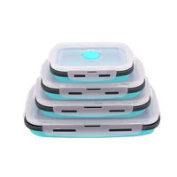 Ensemble de 4 boîtes bento réutilisables, écologiques, sans BPA, en silicone de qualité alimentaire, pliables, micro-ondables, étanches, 350 ml, 500 ml, 800 ml, 1200 ml