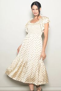 Vestido de Maternidad de Satén con Estampado de Puntos, Mangas con Volantes, Ropa de Maternidad para Mujer - Product Image 5