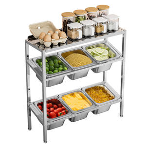 ชั้นวางของสแตนเลสสามชั้น 30x20x35 ซม. ชั้นวางเตรียมอาหารพร้อมภาชนะสำหรับจัดระเบียบส่วนผสมในครัว - Product Image 1