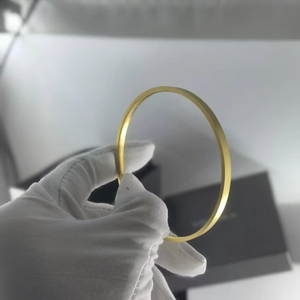 AU750 18K <strong>Solid</strong> <strong>Gold</strong> Certified Luxury <strong>Bangle</strong> with Bezel Set Diamond Custom Engraving Service Unisex Wedding Anniversary Jewelry - Product Image 1