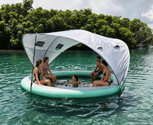 Bouée gonflable en PVC robuste avec auvent, île flottante pour <span class=keywords><strong>piscine</strong></span>, pour adultes et enfants - Product Image 2
