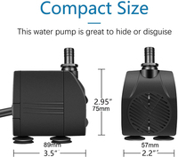 Pompe submersible en céramique Jier JR-1100 290 GPH, hauteur de refoulement max. 190 cm, pour jardinage, hydroponie, eau de vie, 120V/220-240V