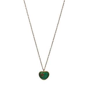 Fashion Pendant Necklace <b>Heart</b> <b>Shape</b> Green Enamel Gold Plated Chain 316L Stainless Steel Sustainable Resistant - Product Image 1