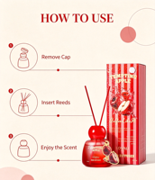 Diffuseur de parfum LOVALI 100ml à la pomme irrésistible, flacon en verre rouge de luxe, écologique, parfum fruité longue durée, parfum d'ambiance pour la maison