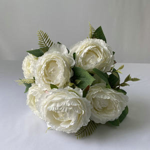 <span class=keywords><strong>Flores</strong></span> de Seda al por Mayor, Ramo de Peonías Decorativas Blancas y Rosas para Decoración de Bodas - Product Image 6