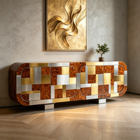 Aparador de Metal de Arte Moderno y Lujoso, Mueble de Almacenamiento para Sala de Estar, Mueble Decorativo para Vestíbulo de Villa/Casa de Lujo, Hecho a Medida