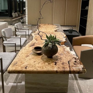 Mesa de comedor de tablero grande ecológica moderna con escritorio suspendido de oficina de madera de nogal negro y olivo - Product Image 1