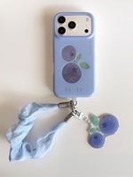 Coque de protection créative anti-chute avec lanière courte et breloque mignonne Myrtille pour iPhone 18 Pro Max, compatible iPhone 17 16 15 14 13