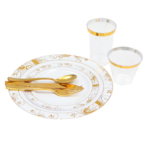 Assiettes à dîner en céramique à bord argenté blanc avec design pour enfants vaisselle en os de chine ensemble de vaisselle de service mariage noël - Product Image 2