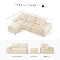 Ensemble de canapés modulaires en PU en forme de L de luxe avec mousse haute densité, design antidérapant, aucun assemblage requis