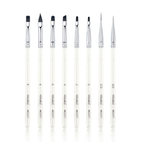 Ensemble de 8 pinceaux professionnels pour nail art avec manche pailleté antidérapant, virole argentée, et pochette pour la peinture au gel UV et le detailing