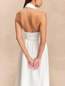 <span class=keywords><strong>Robe</strong></span> longue personnalisée Printemps 2026, style licou, <span class=keywords><strong>dos</strong></span> nu, épaules dénudées, col cranté, OEM/ODM par une usine <span class=keywords><strong>de</strong></span> vêtements chinoise - Product Image 4