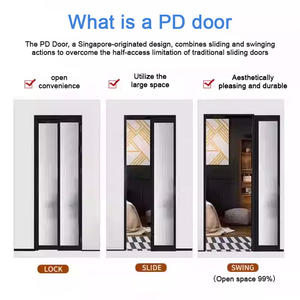 <span class=keywords><strong>Porte</strong></span> <span class=keywords><strong>coulissante</strong></span> sans <span class=keywords><strong>rail</strong></span> moderne - Cadre en aluminium avec verre trempé pour salles de bain, toilettes et espaces compacts - Product Image 6