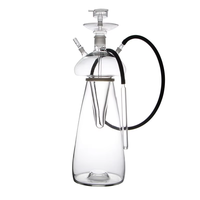 Ensemble complet de chicha en verre transparent avec lumière LED RGB et télécommande, kit complet de chicha en verre à double embouchure