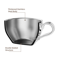 HIGHWIN Ensemble de tasses à expresso isolées à double paroi et à capacité multiple Tasse à café en acier inoxydable de qualité alimentaire