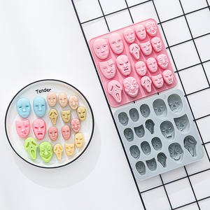 Moldes de Silicona con Temática de Máscaras de Halloween para Pasteles, Reutilizables, de Grado Alimenticio, Lindos Moldes Magnéticos de Silicona para Chocolate, Dulces y Hielo - Product Image 3