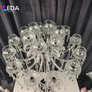 LEDA Chandelier en cristal transparent de haute qualité pour mariage et maison, centre de table, prismes suspendus, porte-bougie en cristal pour événements à domicile - Product Image 4