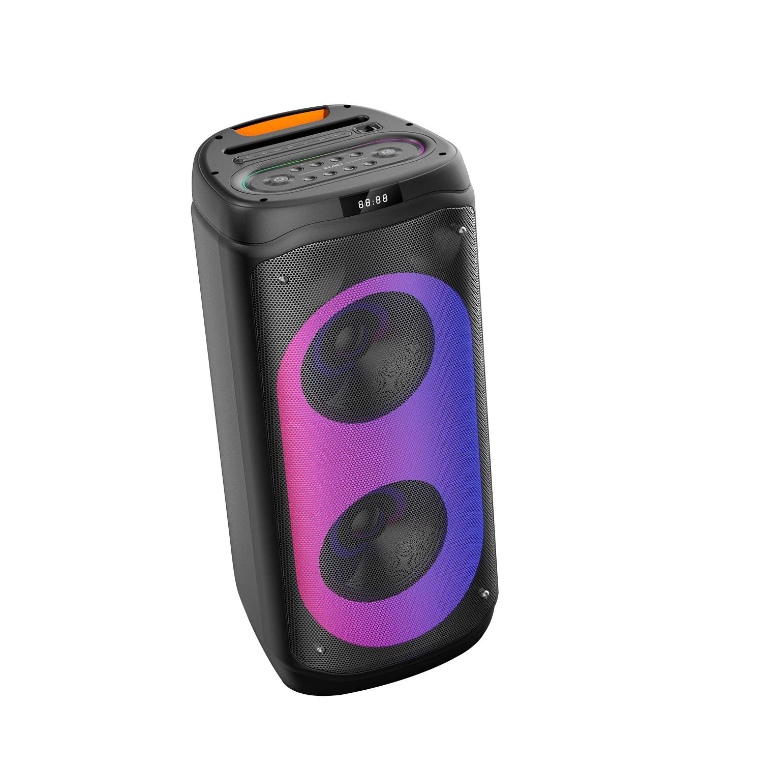 Wholesale double 8 inch Bluetooth outdoor speaker  portable RGB flame light party 100 big power wireless speakers box big size