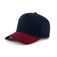 Gorra de béisbol clásica premium OEM de algodón y poliéster de 5 paneles con velcro, bicolor, con estructura y bordado, logotipo personalizado.