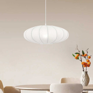 Lampe suspendue ronde en tissu de style Wabi Sabi japonais, base d'ampoule E27, pour restaurant, chambre à coucher, salon, salon de thé, d'inspiration Zen - Product Image 4