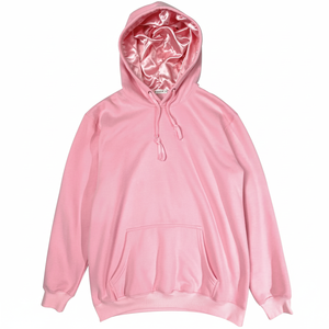 Sweat à capuche unisexe en satin doublé de soie et polaire avec cordon de serrage, insigne pailleté à capuche avec logo brodé personnalisé de taille XS pour hommes - Product Image 1