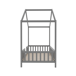 <span class=keywords><strong>Lit</strong></span> enfant taille double, <span class=keywords><strong>lit</strong></span> Montessori gris au sol avec baldaquin et toit, pour chambre de tout-petit, décoration de chambre d'enfant - Product Image 3