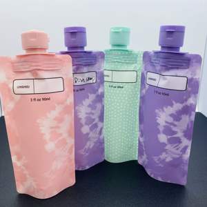 Sachets de voyage portables 90 ml en PE, étanches et anti-fuite, avec bec verseur supérieur et bouchon à clapet, personnalisables pour shampoing et soins de la peau - Product Image 2