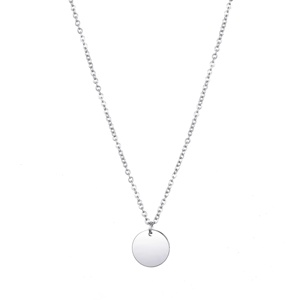 Delicado Simple moderna minimalista de la joyería inicial pequeño redondo 9mm punto círculo disco collar - Product Image 2