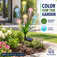 Lampes solaires de jardin en forme de méduse, 6 têtes, multicolores, thème végétal, lampes décoratives d'extérieur pour jardin, allée, patio, fleurs