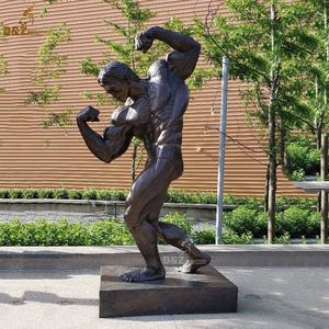 Célèbre jardin salle de sport décoration nue forte musculation <span class=keywords><strong>homme</strong></span> Sculpture grandeur nature <span class=keywords><strong>Muscle</strong></span> mâle Bronze Statue - Product Image 5