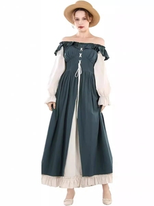 Robe médiévale pour <span class=keywords><strong>femme</strong></span>, costume de <span class=keywords><strong>pirate</strong></span> vintage, robe irlandaise pour la danse, les soirées et les bals - Product Image 5