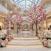 Arche d'arbres artificiels en fleurs de cerisier rose et blanc Sakura pour allée de mariage, centre commercial, scène événementielle, décoration