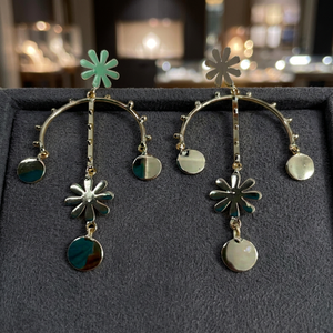 Green Flower <b>Dangle</b> <b>Earrings</b> Layered Drop <b>Earrings</b> for Women Party Wedding Jewelry - Product Image 3