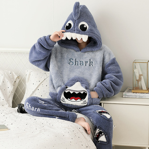 Ensembles de vêtements de nuit d'hiver pour hommes, pyjamas en peluche à capuche, pyjamas en velours épais pour adolescents, pyjamas de dessin animé - Product Image 4
