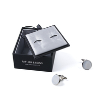 Vente en gros Boîte d'emballage de boutons de manchette de luxe en cuir de haute qualité avec logo personnalisé pour hommes d'affaires