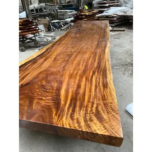 整件100% 实心胡桃木厚木板大型木质桌面12座活边餐桌