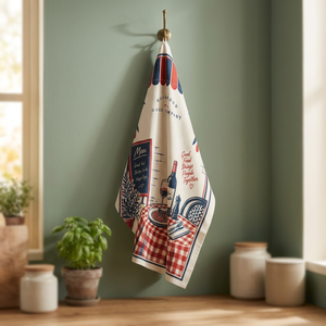 Essuie-tout en coton de qualité supérieure |   Essuie-mains de cuisine imprimé style Bistro français, thème Cuisine et Bonnes Mangeries |   Serviette de cuisine décorative sur le thème des restaurants et de la restauration - Product Image 2